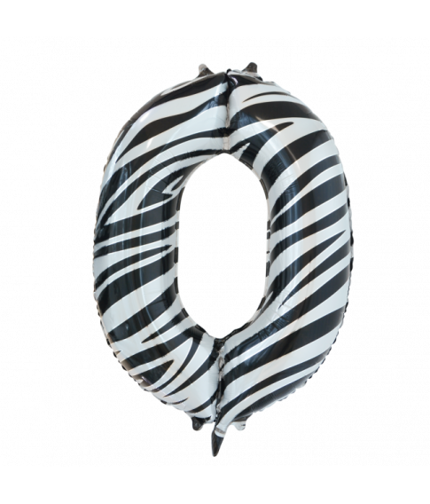 Folie tal ballon 0 zebra, 86 cm.