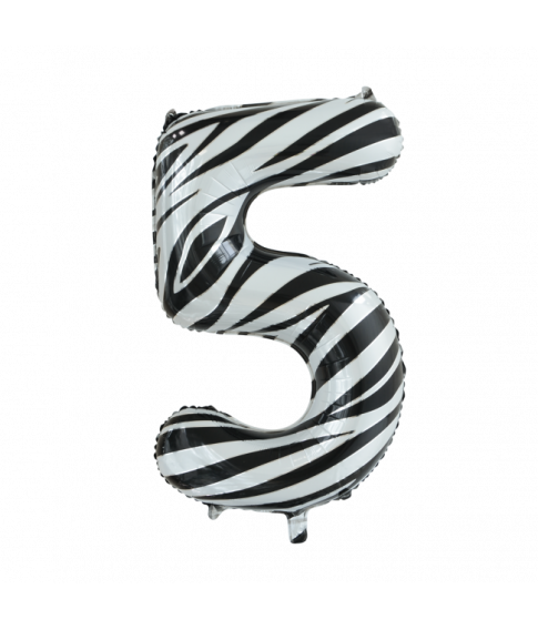 Folie tal ballon 5 zebra, 86 cm.