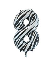 Folie tal ballon 8 zebra, 86 cm.