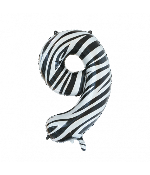 Folie tal ballon 9 zebra, 86 cm.