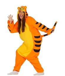 Sjovt tiger kostume med baggy jumpsuit.