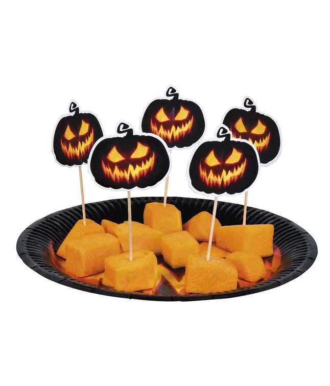 Creepy Pumpkin cocktail sticks.