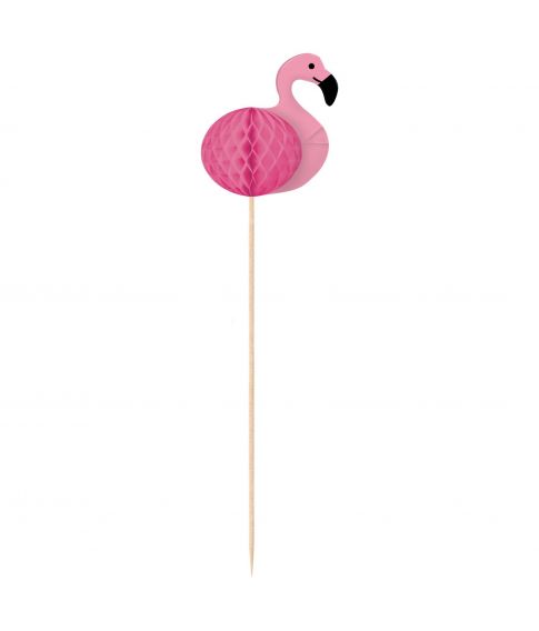 10 stk dekorative flamingo sticks med papirvæv til hawaii festen.