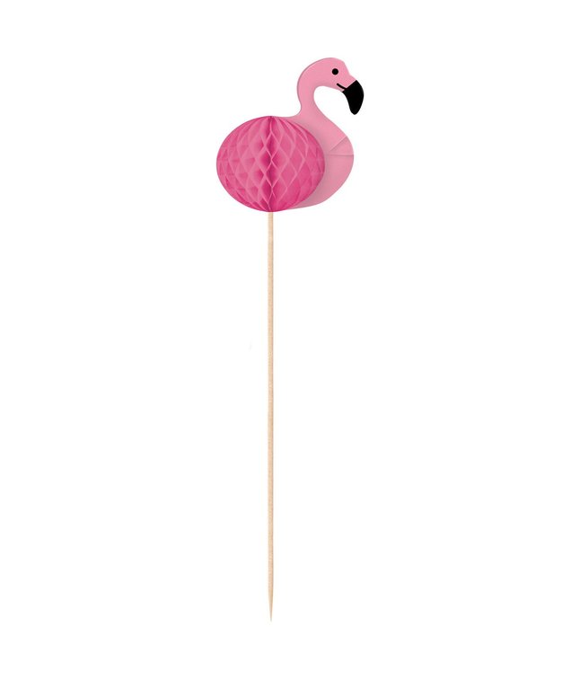 10 stk dekorative flamingo sticks med papirvæv til hawaii festen.