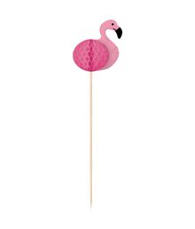 10 stk dekorative flamingo sticks med papirvæv til hawaii festen.