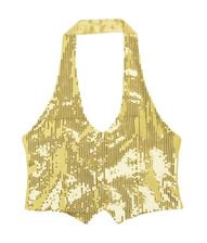 Guld pailletvest dame XL