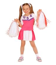 Billigt pink Cheerleader kostume til piger til fastelavn.