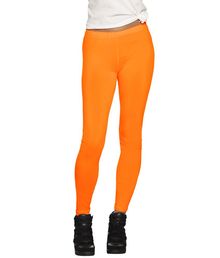 Neonorange leggings til 80er udklædningen.