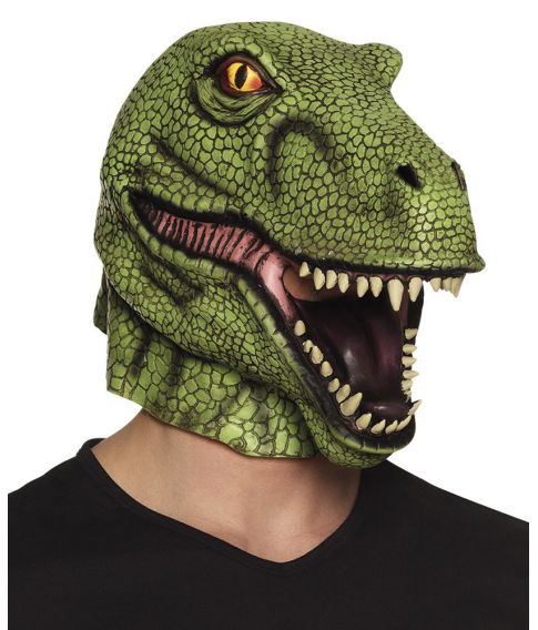 Grøn T-rex maske i latex