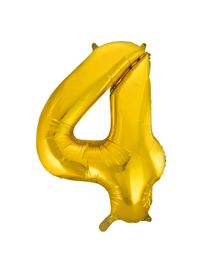 86 cm guld folie tal ballon med tallet 4 til luft og helium.