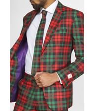 OppoSuit Trendy Tartan - Flot jakkesæt med grønne, røde og sorte tern.