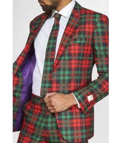 OppoSuit Trendy Tartan - Flot jakkesæt med grønne, røde og sorte tern.