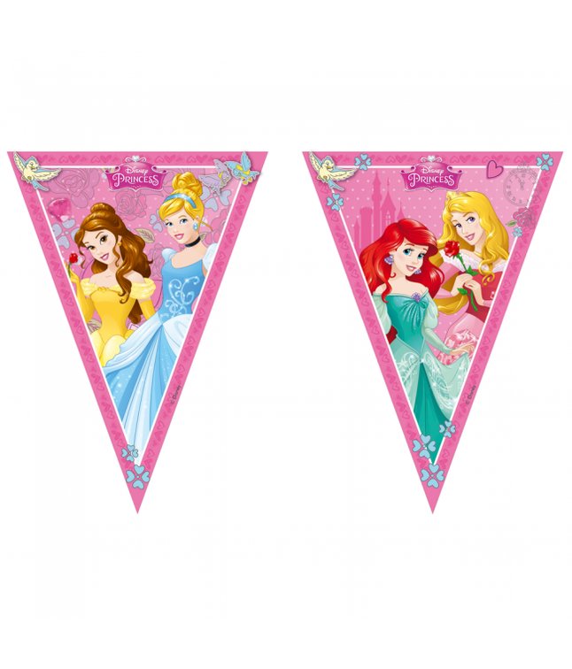 Disney Prinsesser guirlande i plastfolie med 9 vimpler.