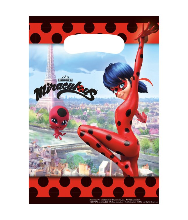 8 stk. flotte Miraculous: Ladybug poser i plastik