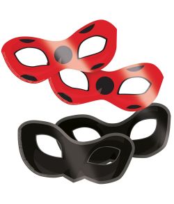 8 stk. flotte Miraculous: Ladybug og Cat Noir pap masker