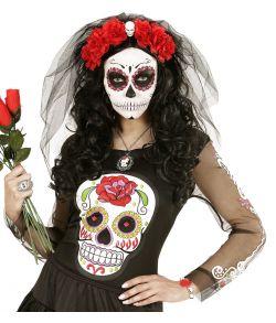 Day of the Dead armbånd med hvide kranier.