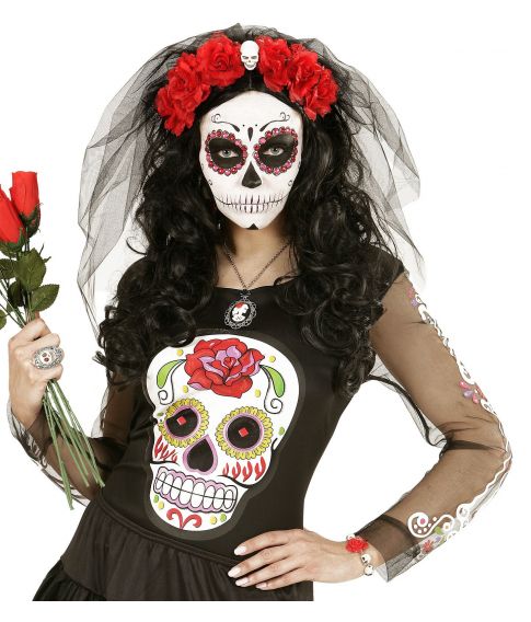 Day of the Dead armbånd med hvide kranier.