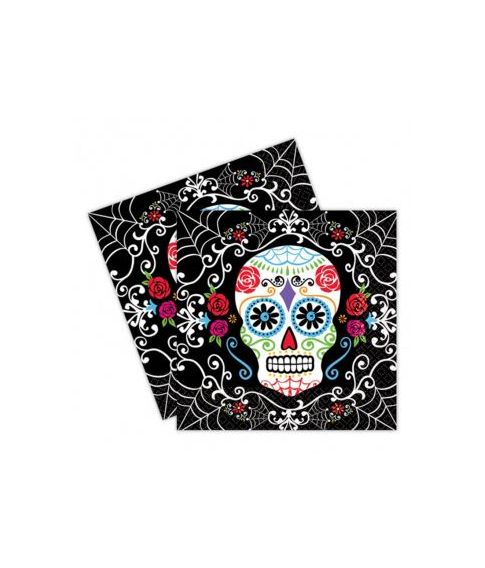 Servietter med Day of the Dead motiver, 33x33 cm