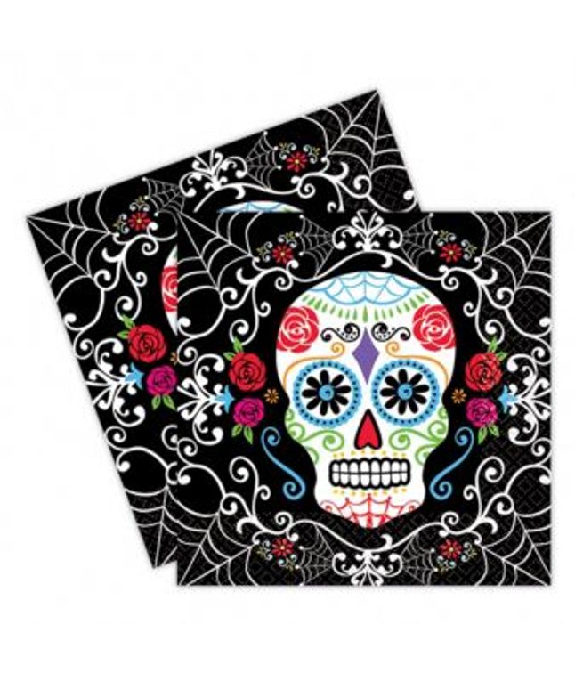 Servietter med Day of the Dead motiver, 33x33 cm