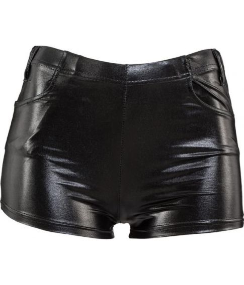 Sorte hotpants i læderlook