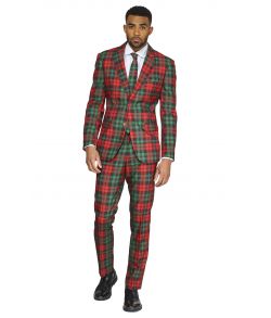 OppoSuit Trendy Tartan - Flot jakkesæt med grønne, røde og sorte tern.