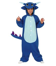 Blåt Kigurumi drage jumpsuit.