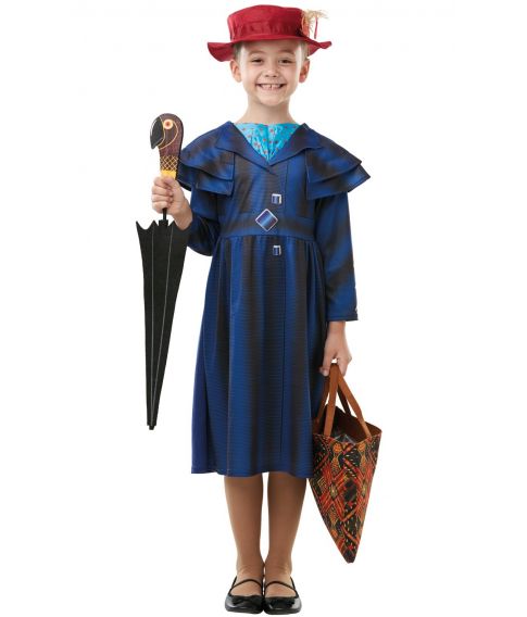 Mary Poppins kostume størrelse 3 - 8 år.