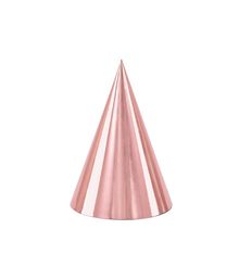 Rosegold partyhatte, 6 stk.