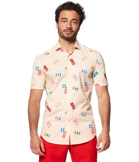 Flot sandfarvet sommerskjorte fra OppoSuits