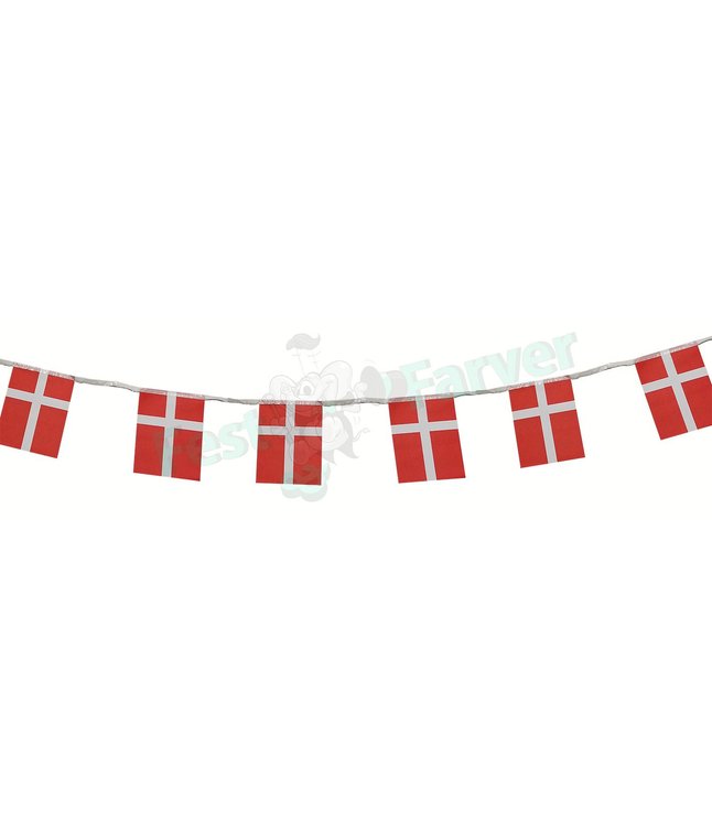 Flagguirlande med 8 danske flag i papir.