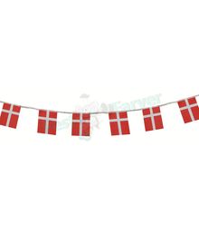 Flagguirlande med 8 danske flag i papir.