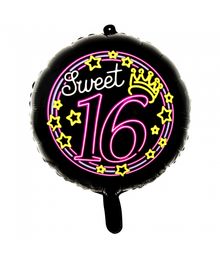 Folieballon rund Sweet 16 neon, 46 cm