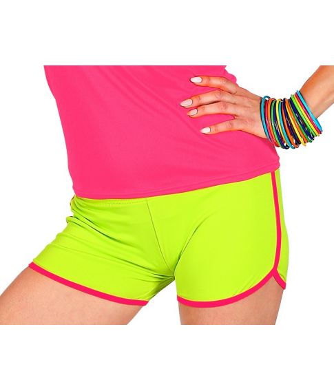 Flotte neongule hotpants til 80er udklædningen.