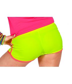 Flotte neongule hotpants til 80er udklædningen.