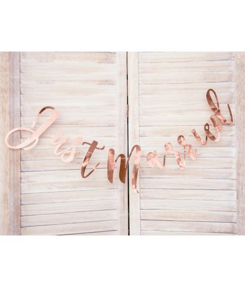 Just Married banner Rose Gold