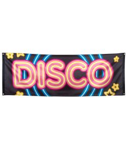 Disco Fever banner i polyester, med 4 ringe til ophæng