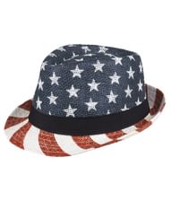 Fedora stråhat med Stars and Stripes mønster og bånd