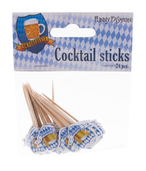 24 stk. Oktoberfest cocktail sticks med ølmotiv