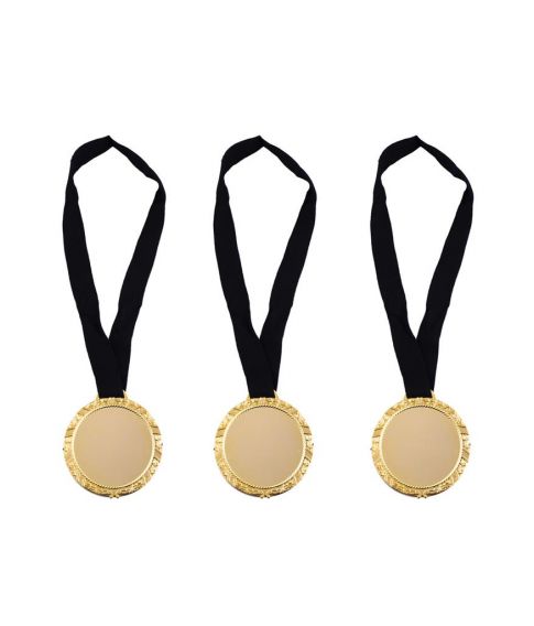 3 stk medaljer med blanke medaljoner