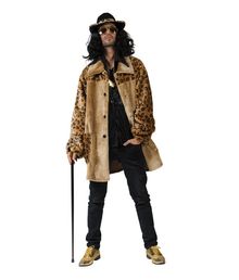 Pimp frakke med leopard print i plys