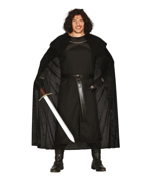 Flot Nights Watch kostume med tunika med kappe og bælte.