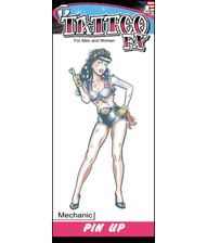 Pakke med engangstattoo af mekaniker pin up