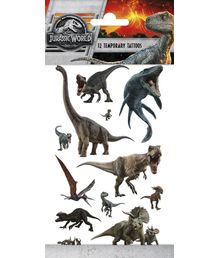 Jurassic World tatoveringsark, 12 stk