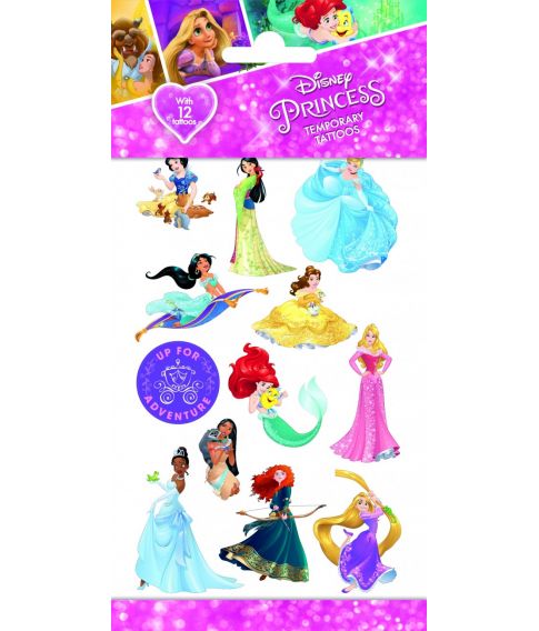 Disney Prinsesser tatoveringsark, 12 stk