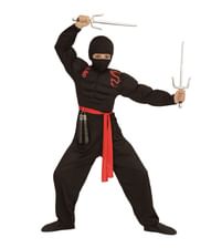 Billig sort ninja maske i børnestørrelse.