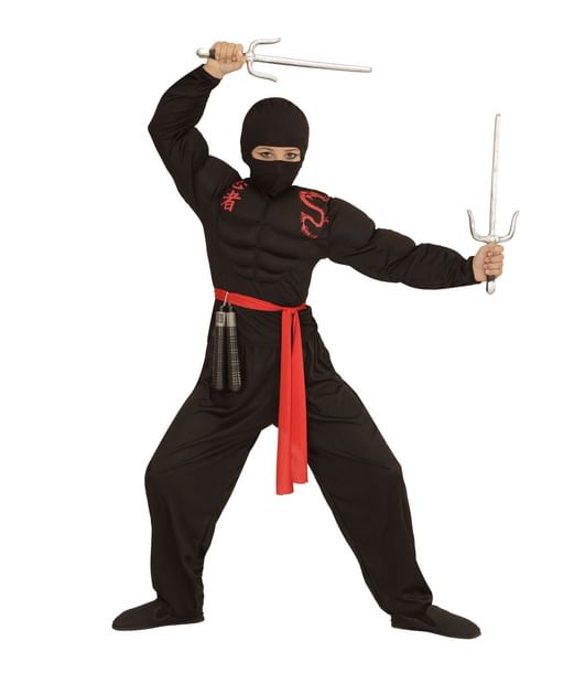 Billig sort ninja maske i børnestørrelse.