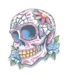 Pakke med engangstattoo af Dia de los Muertos kranie