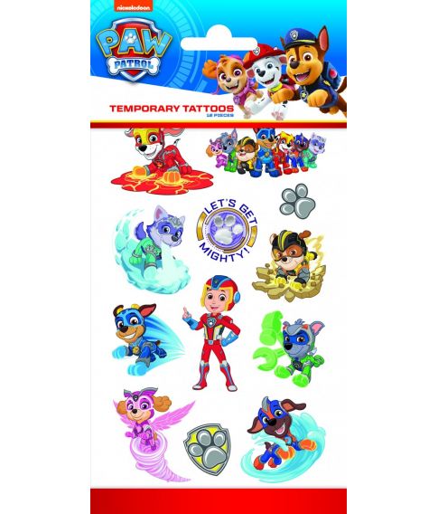 Paw Patrol tatoveringsark med 12 motiver