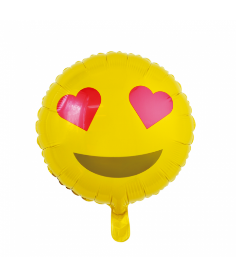 Emoji folieballon med hjerteøjne