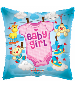 Firkantet Baby girl folieballon, 46 cm